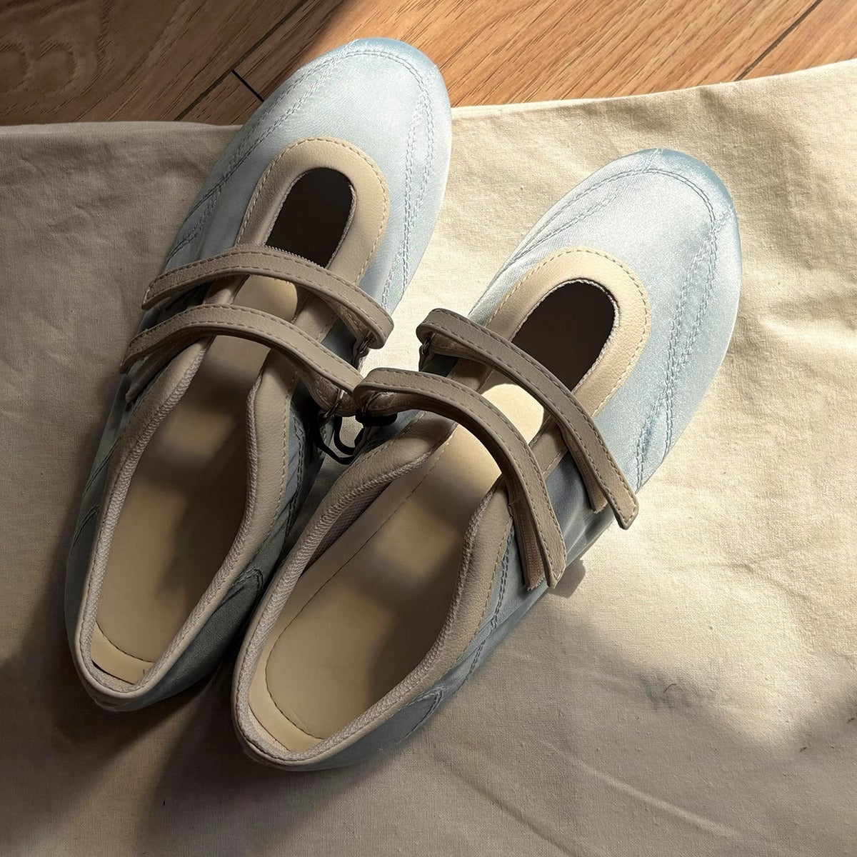 Damen Ballerinas Bequem Doppelriemen atmungsaktiv