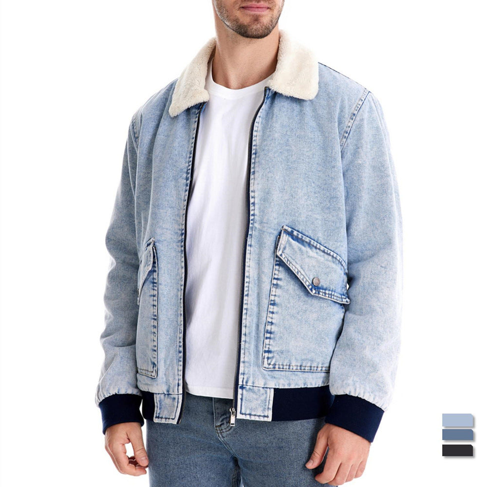Herren Jeansjacke Fleece gefüttert Praktisch