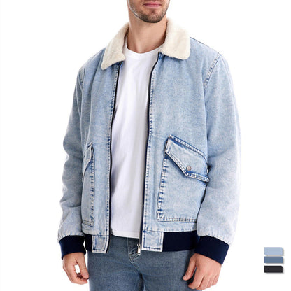 Herren Jeansjacke Fleece gefüttert Praktisch