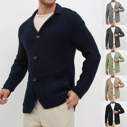 Herren Strickjacke Warm mit Schalkragen und Taschen - BerlinGlamour