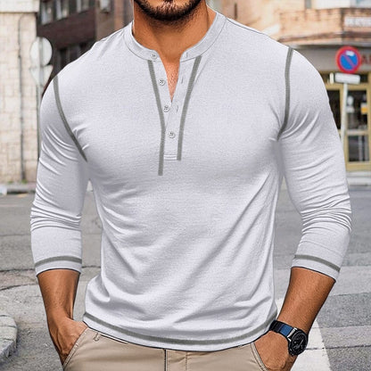 Herren Hemden Langarm Henley Ausschnitt Modern