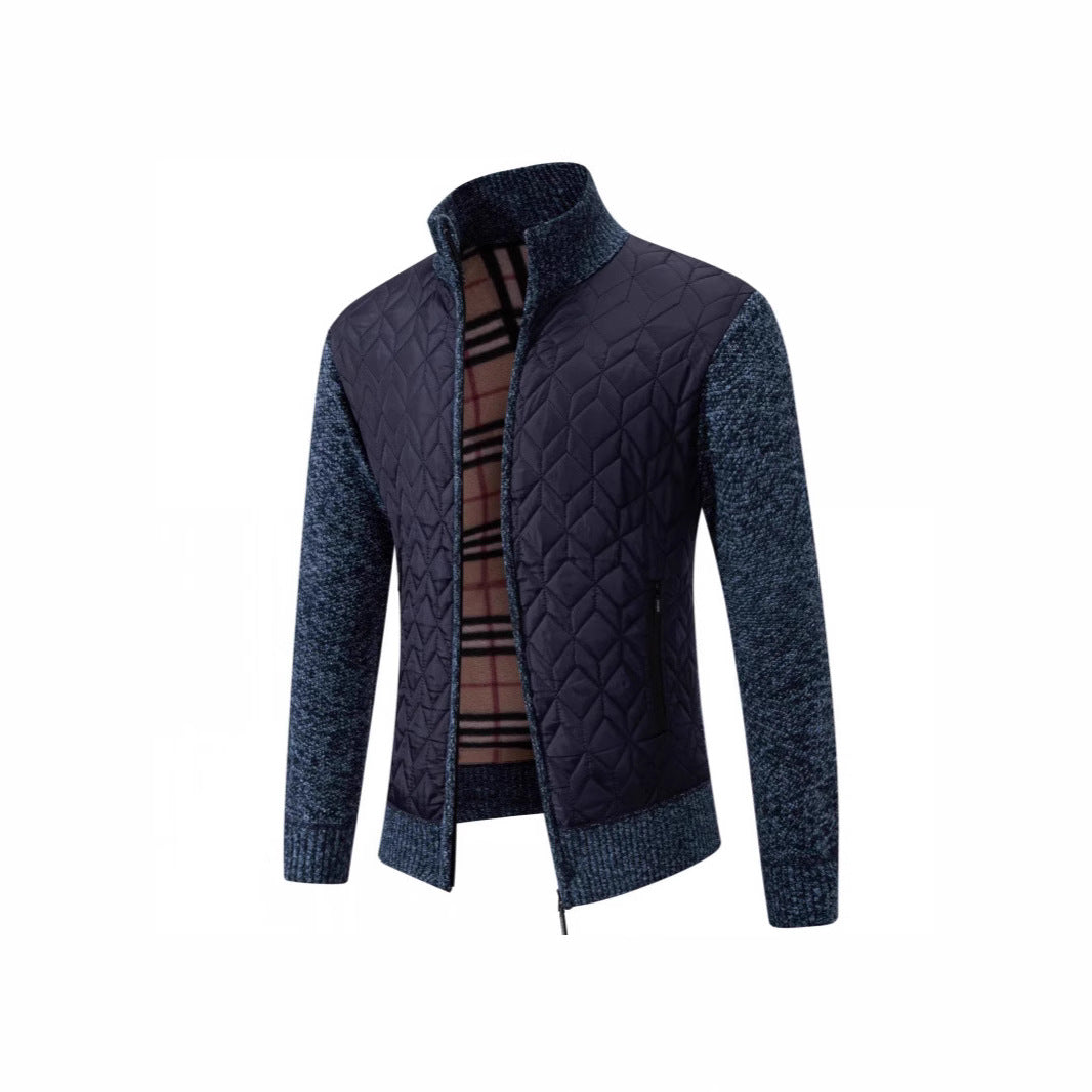 Herren Steppjacke Elegante Strickoptik Hochkragen Modisch