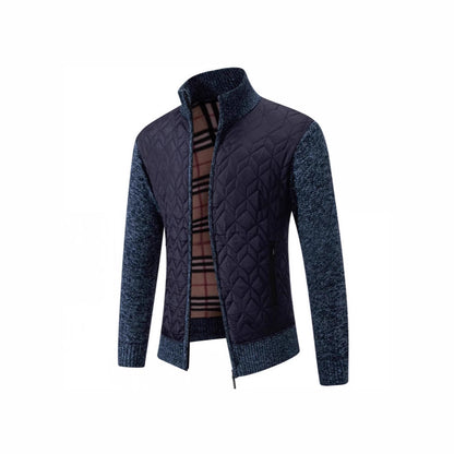 Herren Steppjacke Elegante Strickoptik Hochkragen Modisch
