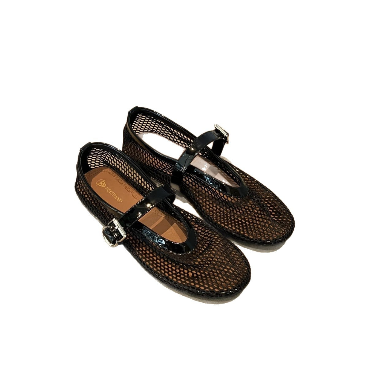 Damen Ballerinas Netzdesign Elegante Schnalle