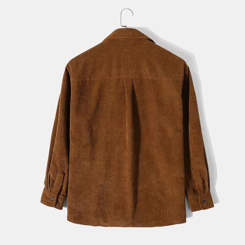 Herren Cordjacke Bequem Grün Lederoptik