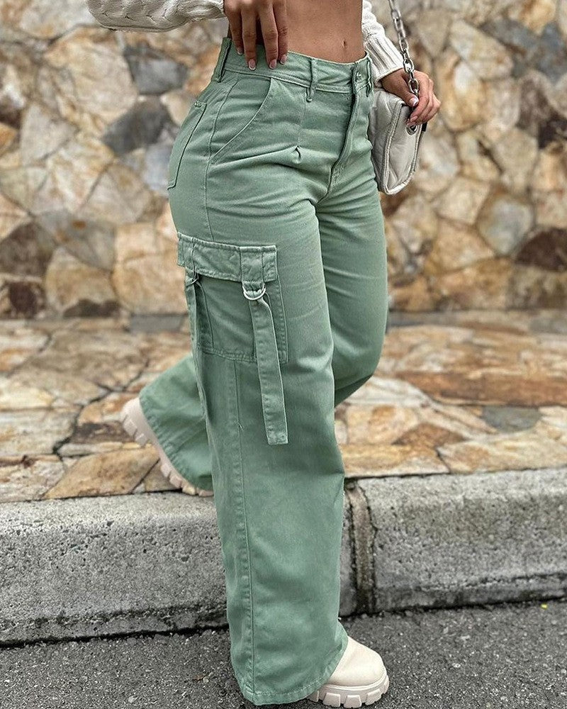 Damen Cargo-Hose Bequem Weite Passform Praktisch