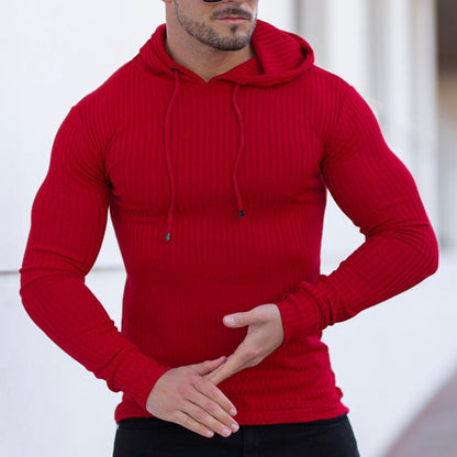 Herren Hoodie Lässig Rippoptik Grau Urban