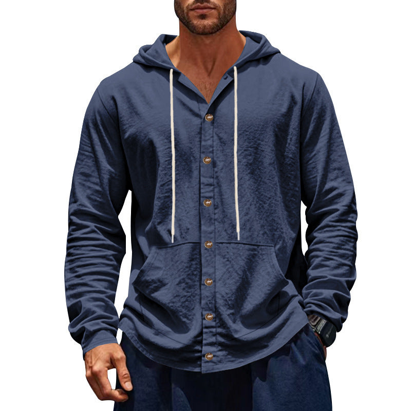 Herren Kapuzensweater Mit Knöpfen Praktisch Taschen