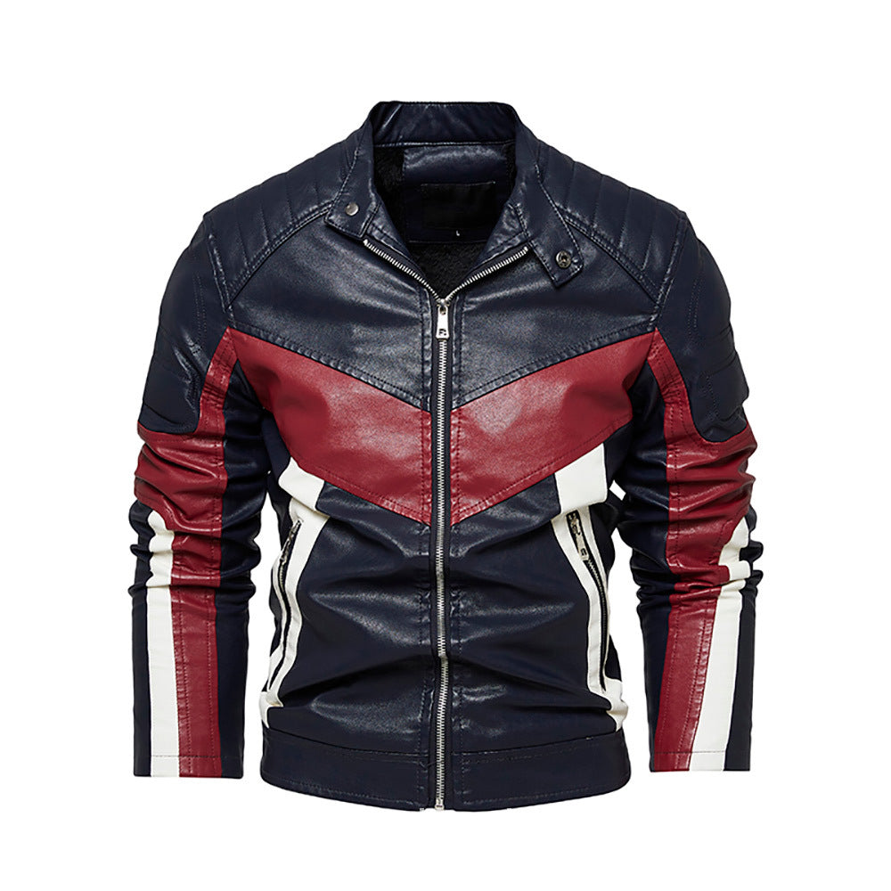 Leder Bikerjacke Herren Stylish Schwarz Ledermantel