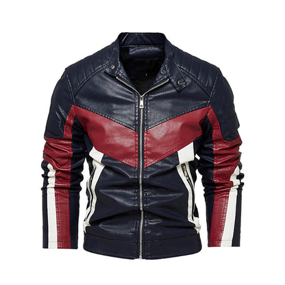 Leder Bikerjacke Herren Stylish Schwarz Ledermantel