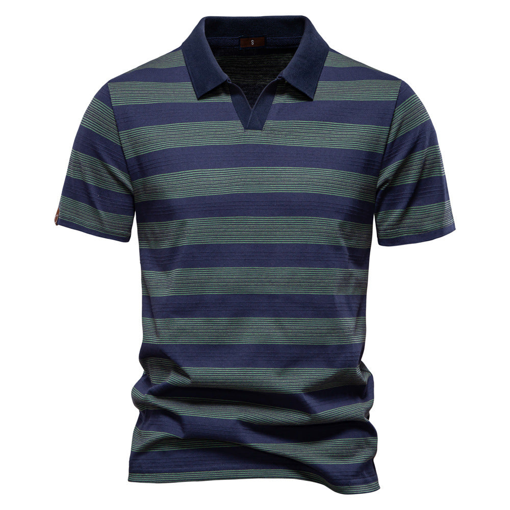 Herren Polo-Shirt Modern V-Ausschnitt Streifenmuster