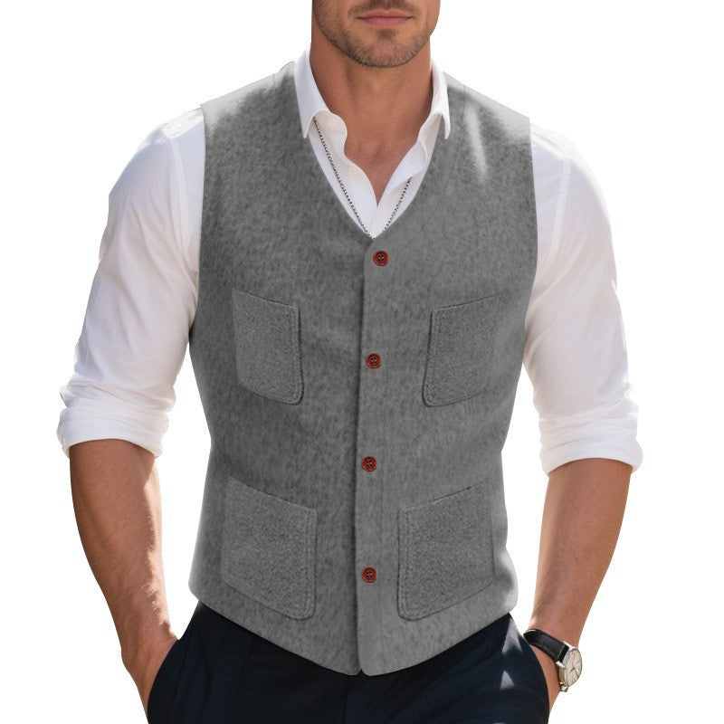 Herren Weste Funktional Elegante Knöpfe Schwarz