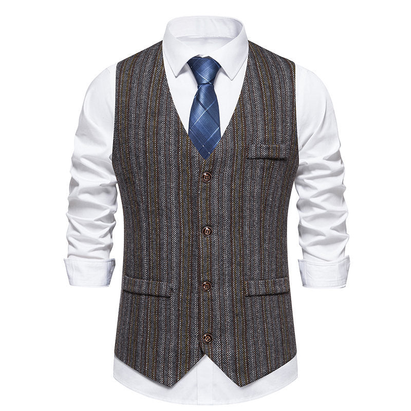 Herren Anzugweste Klassisch Herringbone Muster Elegant