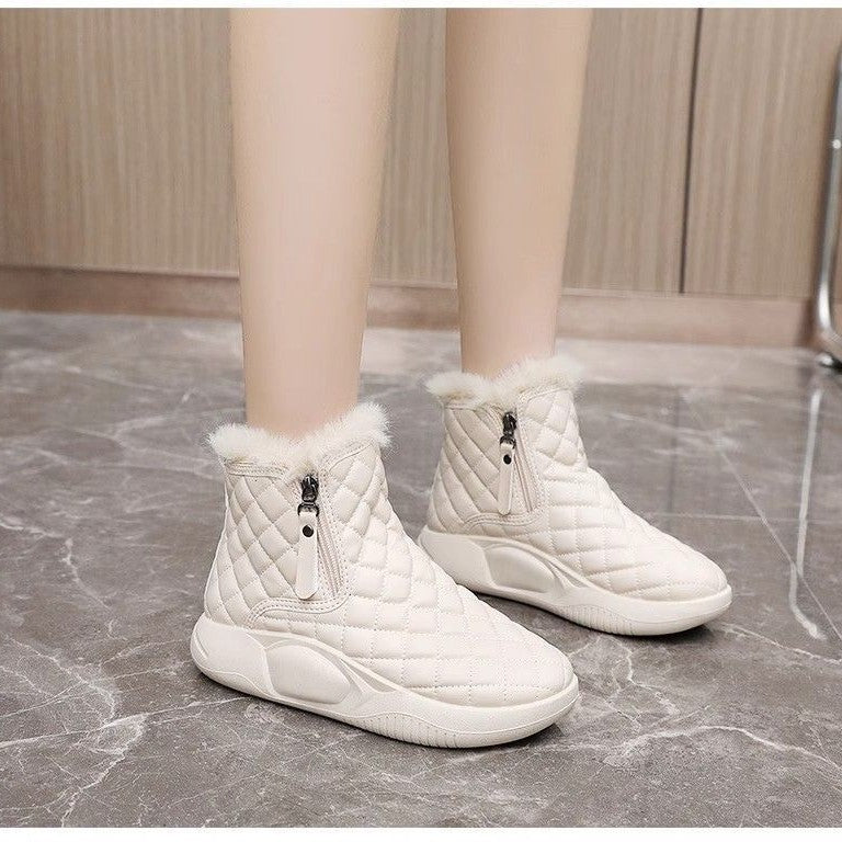 Damen Winter Sneaker Kuschelig Warm mit Reißverschluss