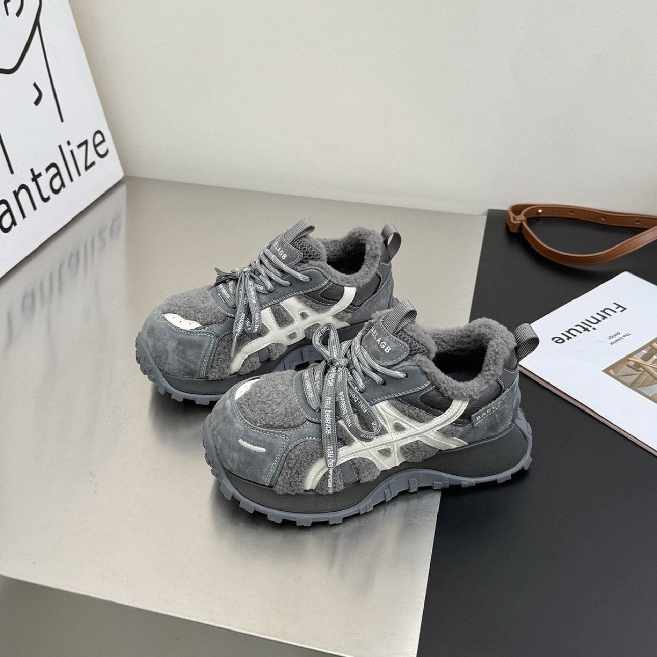 Damen Sneaker Sportlich Warm Rutschfest