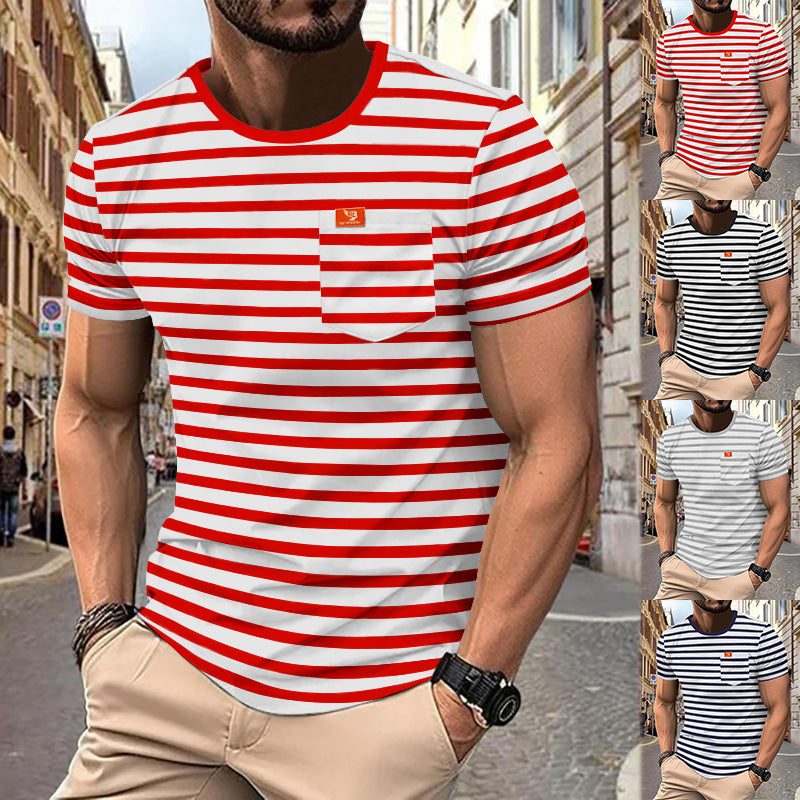 Herren T-Shirt mit Brusttasche Modern Gemustert - BerlinGlamour