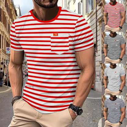Herren T-Shirt mit Brusttasche Modern Gemustert - BerlinGlamour