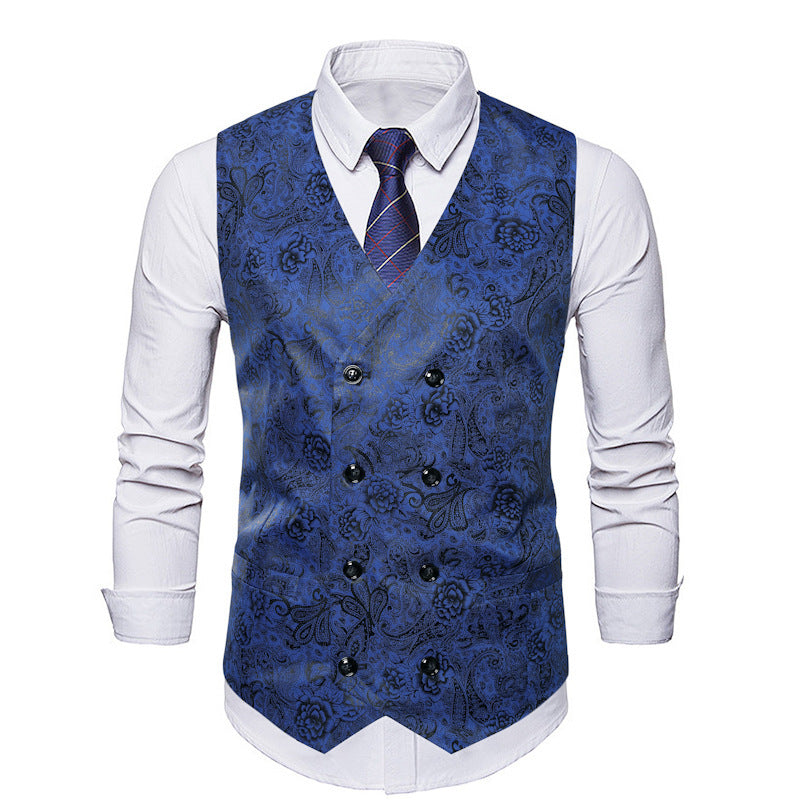 Herren Weste Elegant Pailletten Doppelt Knopf Glitzer