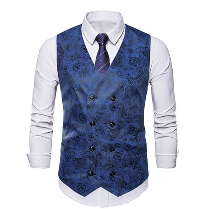 Herren Weste Elegant Pailletten Doppelt Knopf Glitzer