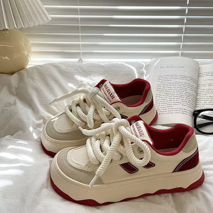 Damen Sneaker Chunky Weite Passform Schnürsenkel Modisch