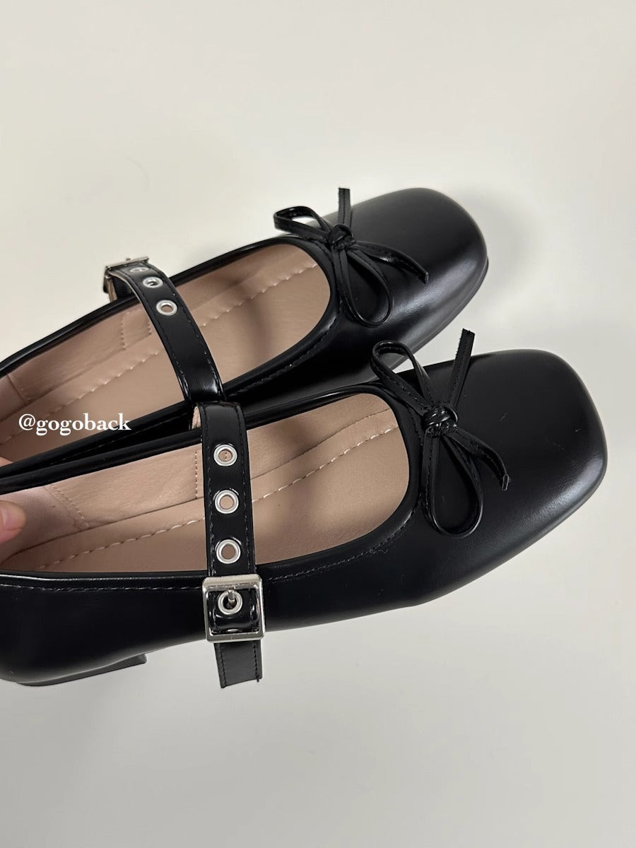 Damen Ballerinas Schleifen Dekor Riemen Verstellbar