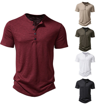 Herren Henley Shirt Kurzarm Atmungsaktiv Knopfleiste