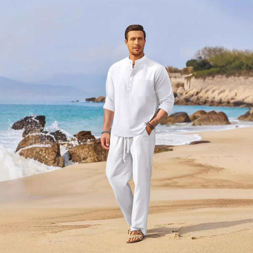 Herren Strandanzug Modern mit Stehkragen und Taschen