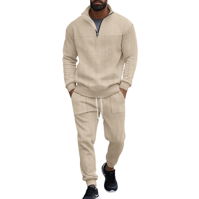 Herren Strickset Modern Stehkragen Reißverschluss Sportlich