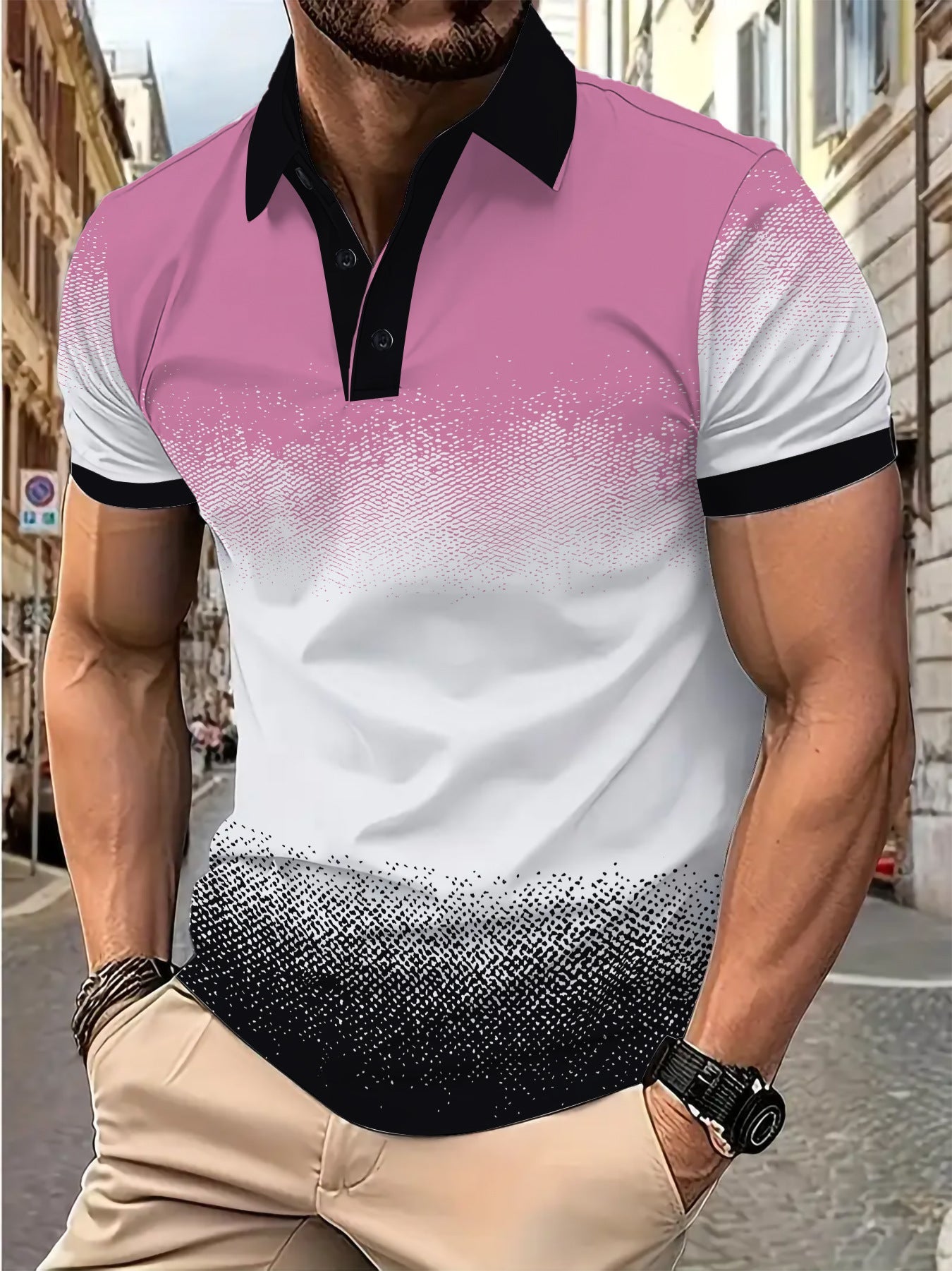 Herren Poloshirt Farbverlauf Modern Style