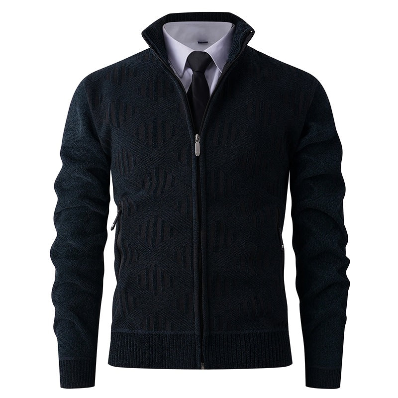 Herren Strickjacke Modern Reißverschluss Strukturiert