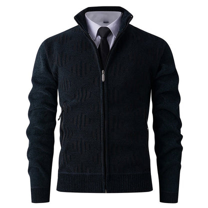 Herren Strickjacke Modern Reißverschluss Strukturiert