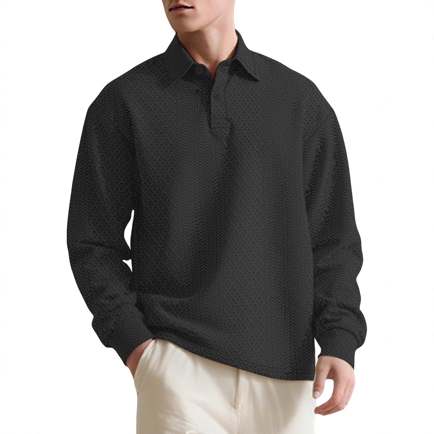 Herren Langarmhemd Modern Strukturiert Elegantes Design