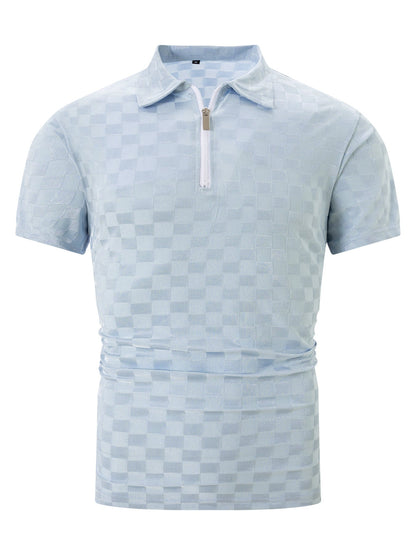 Herren Polo-Shirt Strukturiert Reißverschluss Modern