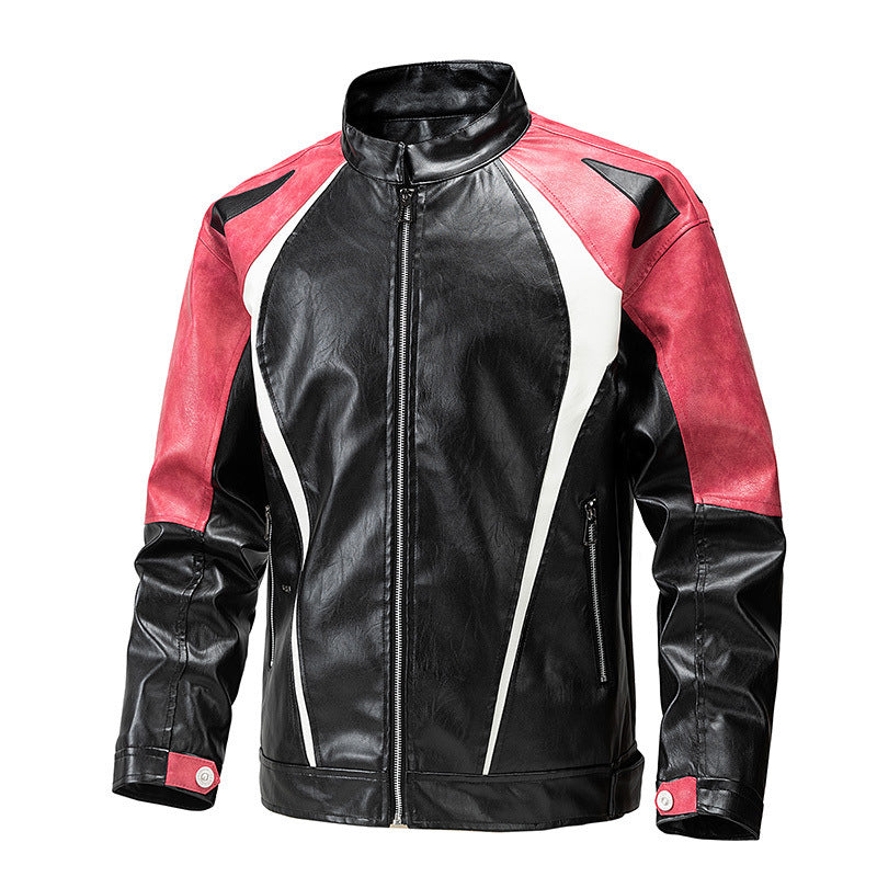 Herren Leder-Motorradjacke Sportlich Ergonomisch Sicherheit