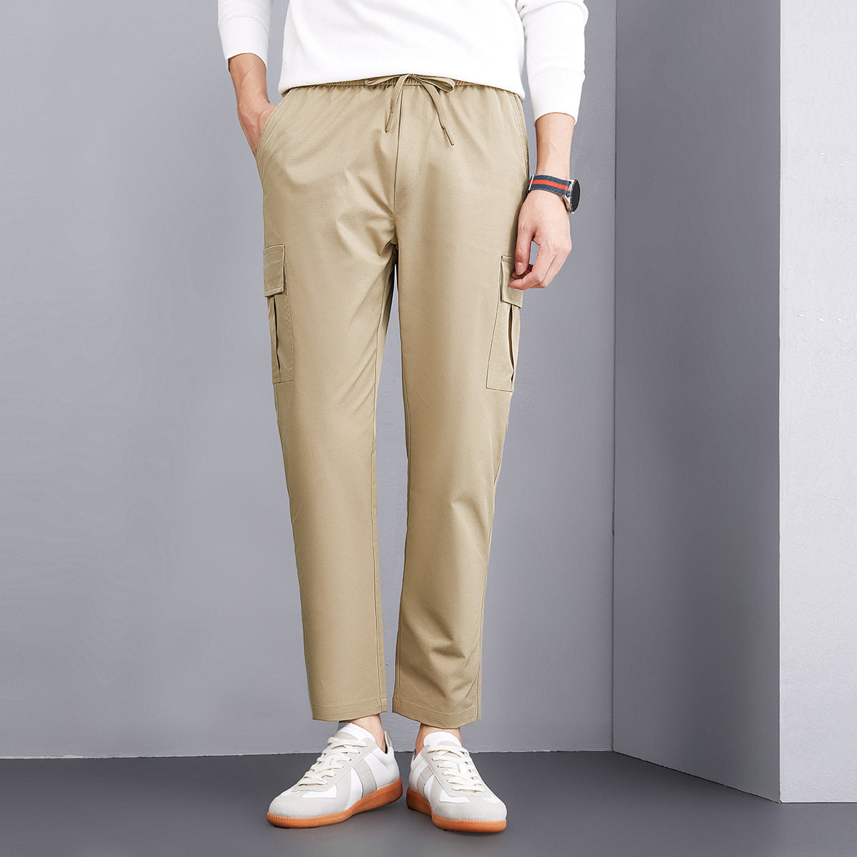 Herren Cargo-Hose Elastischer Bund Große Taschen