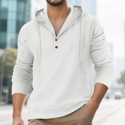 Herren Kapuzenpullover Lässig mit Tasche und Knöpfen - BerlinGlamour