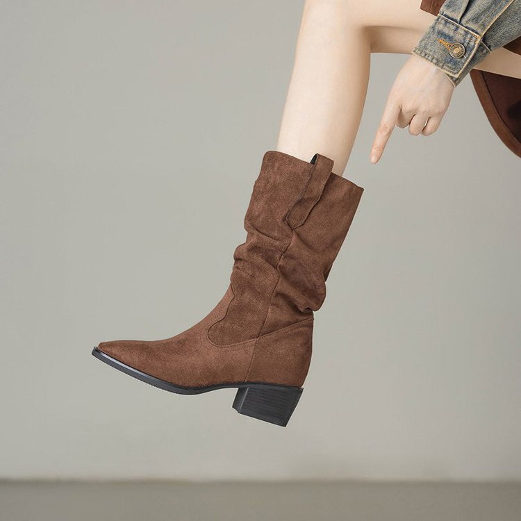 Damen Stiefeletten Lässig Rauleder Braun Schnürsenkel