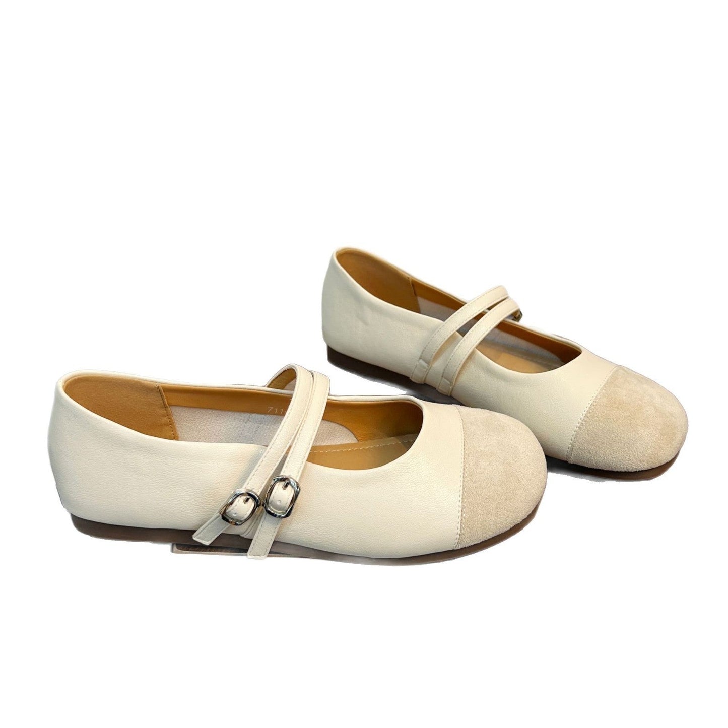 Damen Ballerinas Lederoberfläche Modisch Riemen Schuhe