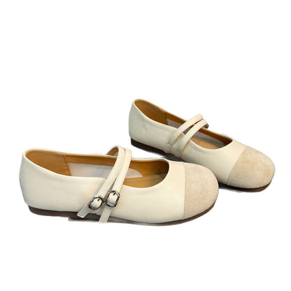 Damen Ballerinas Lederoberfläche Modisch Riemen Schuhe
