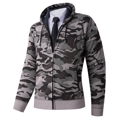 Herren Hoodie Camouflage Kapuze Gefüttert Modern