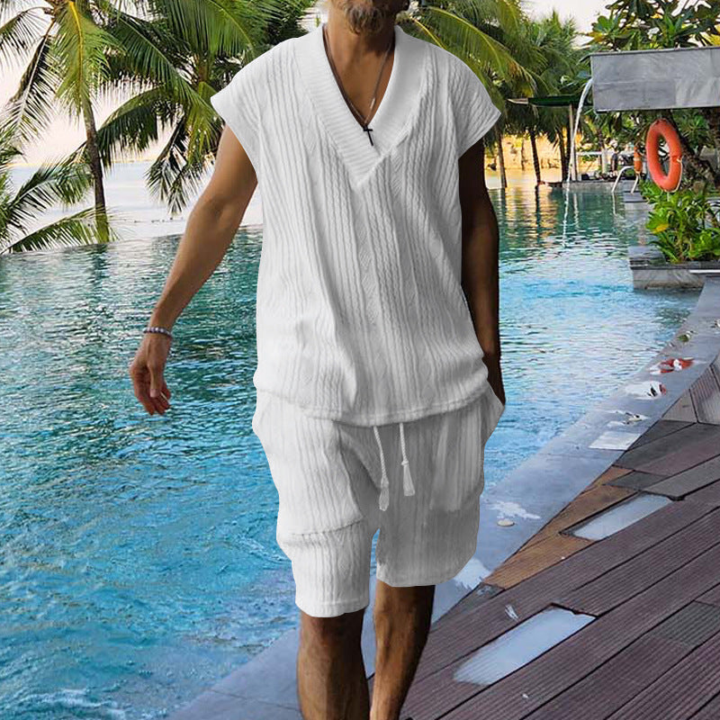 Herren Freizeitoutfit Modern V-Ausschnitt Elastisch Bequem - BerlinGlamour