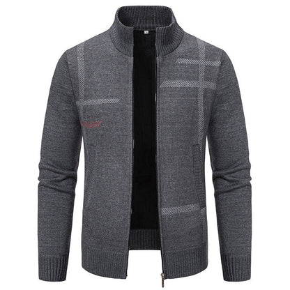 Herren Strickjacke mit Grafik-Print und Hochkragen Modern