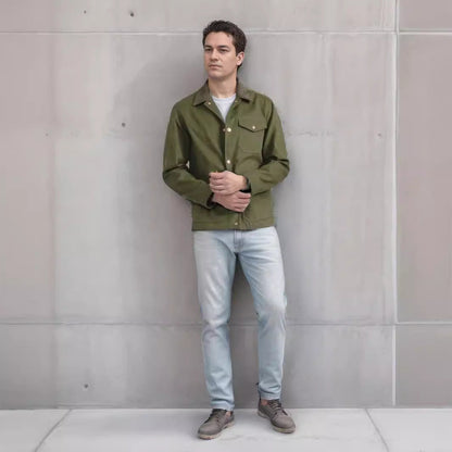 Herren Lederjacke Suede Modern mit Taschen