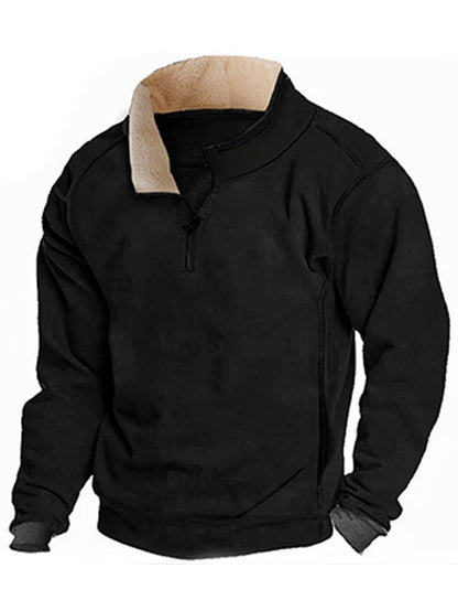 Herren Fleece Sweatshirt Stehkragen Warm Modern