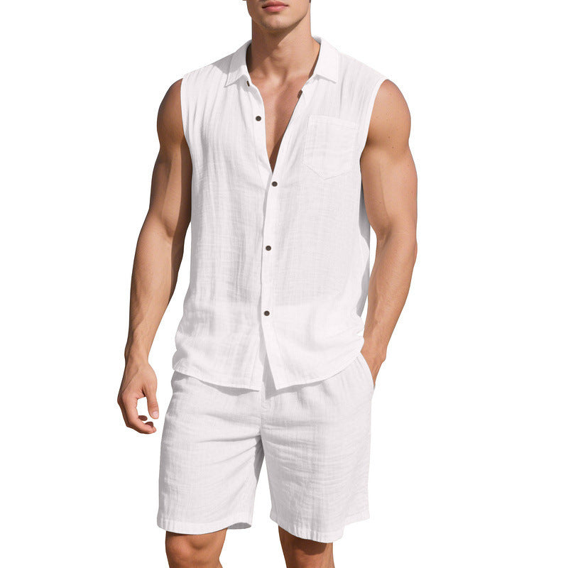 Herren Sportoberteil Ärmellos mit elastischen Laufshorts