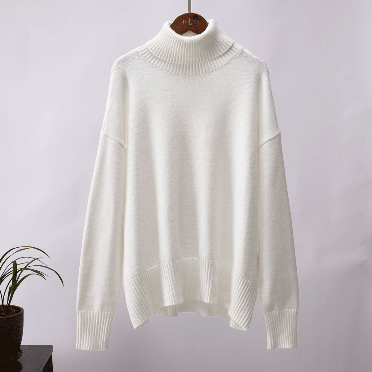 Damen Strickpullover Lässig Warm mit Rippenbund