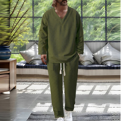 Herren Sweatsuit Lässig V-Ausschnitt Mit Taschen