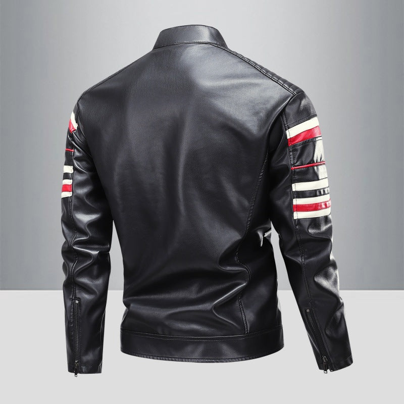 Lederjacke Herren Lässig mit Taschen Schwarz Modern