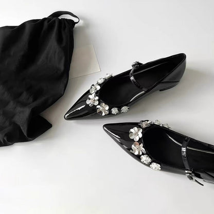 Damen Ballerinas Elegant Florale Riemen Schuhe - BerlinGlamour