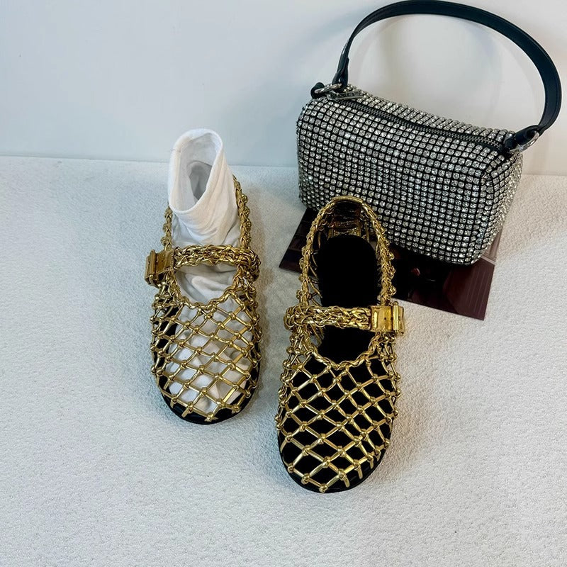 Damen Netzschuhe Modisch mit verstellbarem Riemen Elegante Schuhe